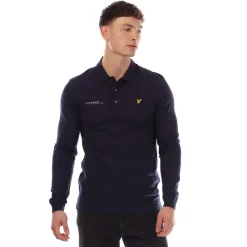 Lyle And Scott Co-Ordinate Print Long Sleeve Polo Shirt in Navy