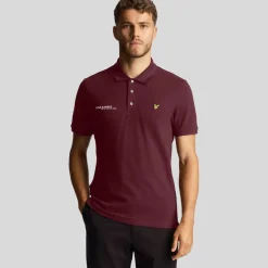 Lyle And Scott Co-Ordinate Print Plain Polo Shirt in Burgundy