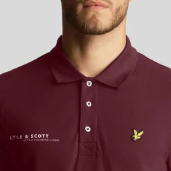 Lyle And Scott Co-Ordinate Print Plain Polo Shirt in Burgundy