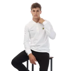 Lyle And Scott Co-Ordinate Print Long Sleeve Polo Shirt in White