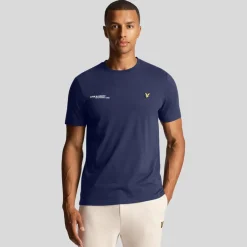 Lyle And Scott Co-Ordinate Print Plain T-Shirt in Navy