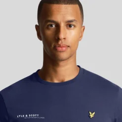 Lyle And Scott Co-Ordinate Print Plain T-Shirt in Navy