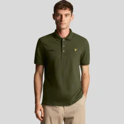 Lyle And Scott Co-Ordinate Print Plain Polo Shirt in olive