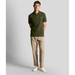 Lyle And Scott Co-Ordinate Print Plain Polo Shirt in olive