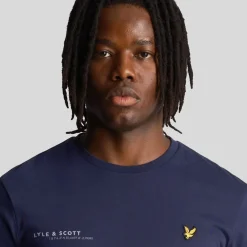Lyle And Scott Co-Ordinate Print Plain Long Sleeve T-Shirt in Navy