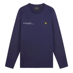 Lyle And Scott Co-Ordinate Print Plain Long Sleeve T-Shirt in Navy