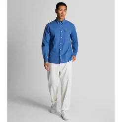 Lyle And Scott Cotton Linen Button Down Shirt in Blue