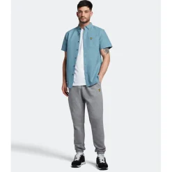 Lyle And Scott Cotton Slub Short Sleeve Shirt in Blue