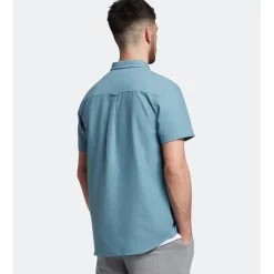 Lyle And Scott Cotton Slub Short Sleeve Shirt in Blue