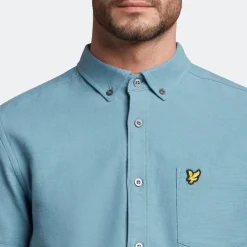 Lyle And Scott Cotton Slub Short Sleeve Shirt in Blue