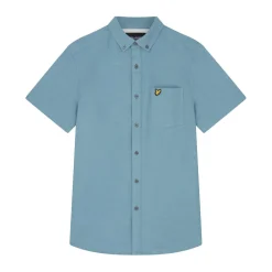 Lyle And Scott Cotton Slub Short Sleeve Shirt in Blue