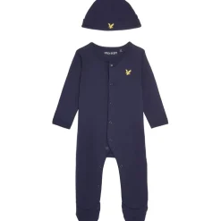 Lyle And Scott Crew Neck Long Sleeve Sleepsuit in Blue