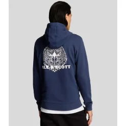 Lyle And Scott Eagle Head Pullover Hoodie in Navy