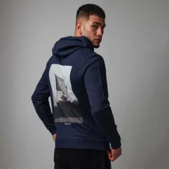 Lyle And Scott Flag Print Pullover Hoodie in Navy