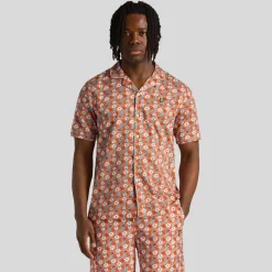 Lyle And Scott Floral Print Resort Shirt in Orange
