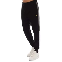 Lyle And Scott Fly Fleece Colour Block Tracksuit Bottoms in Black