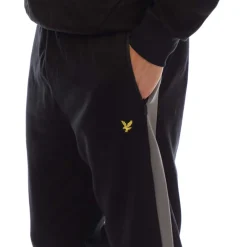 Lyle And Scott Fly Fleece Colour Block Tracksuit Bottoms in Black