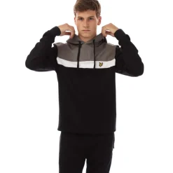 Lyle And Scott Fly Fleece Colour Block Hoodie in Black