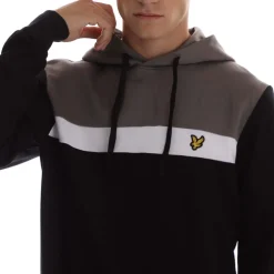 Lyle And Scott Fly Fleece Colour Block Hoodie in Black