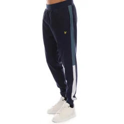Lyle And Scott Fly Fleece Colour Block Tracksuit Bottoms in Navy