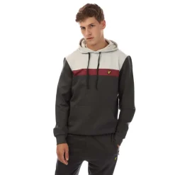Lyle And Scott Fly Fleece Colour Block Hoodie in Grey