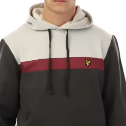 Lyle And Scott Fly Fleece Colour Block Hoodie in Grey