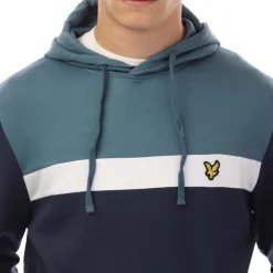 Lyle And Scott Fly Fleece Colour Block Hoodie in Navy