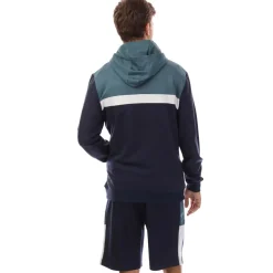 Lyle And Scott Fly Fleece Colour Block Hoodie in Navy
