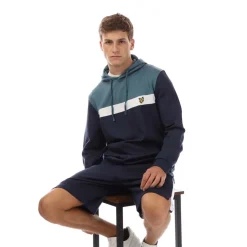 Lyle And Scott Fly Fleece Colour Block Hoodie in Navy