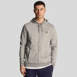 Lyle And Scott Full Zip Fly Fleece Hoodie in Grey