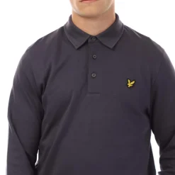 Lyle And Scott Interlock Long Sleeve Polo Shirt in Navy