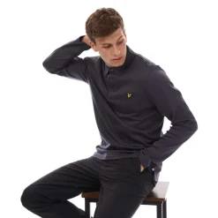 Lyle And Scott Interlock Long Sleeve Polo Shirt in Navy
