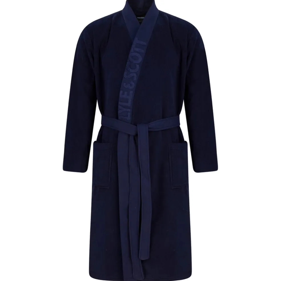 Lyle And Scott Jacquard Text Dressing Gown in Blue