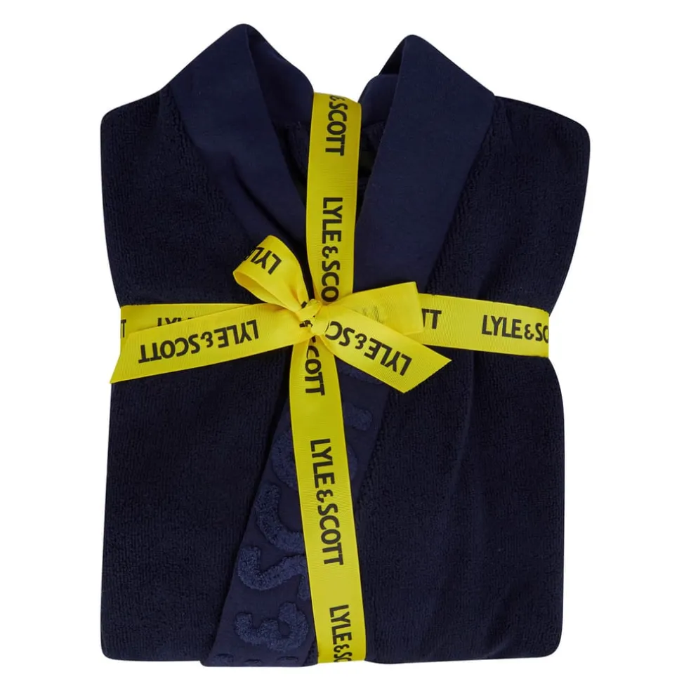 Lyle And Scott Jacquard Text Dressing Gown in Blue