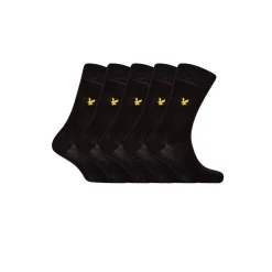 Lyle And Scott Liam 5 Pack Crew Socks in Black