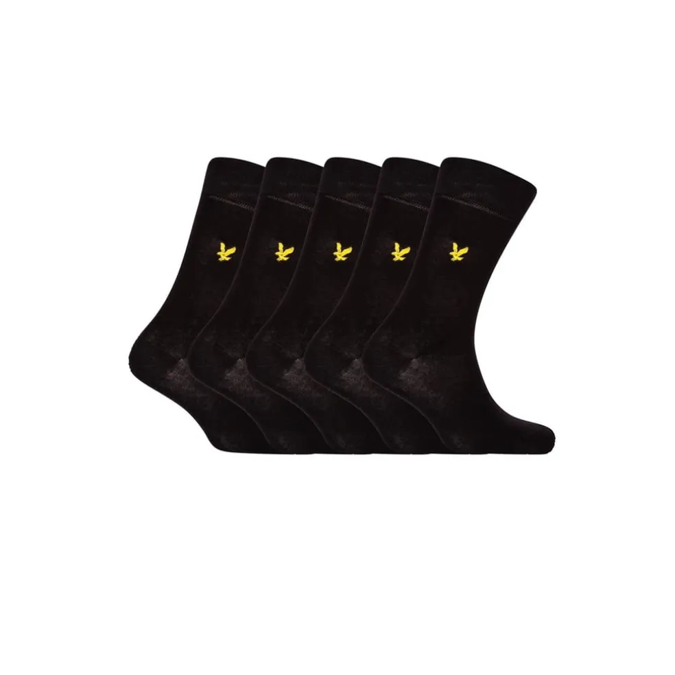 Lyle And Scott Liam 5 Pack Crew Socks in Black