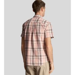 Lyle And Scott Linen Check Short Sleeve Shirt in Pink