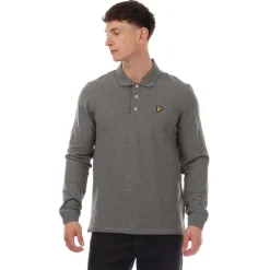Lyle And Scott Long Sleeve Polo Shirt in Grey