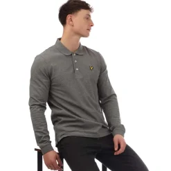 Lyle And Scott Long Sleeve Polo Shirt in Grey