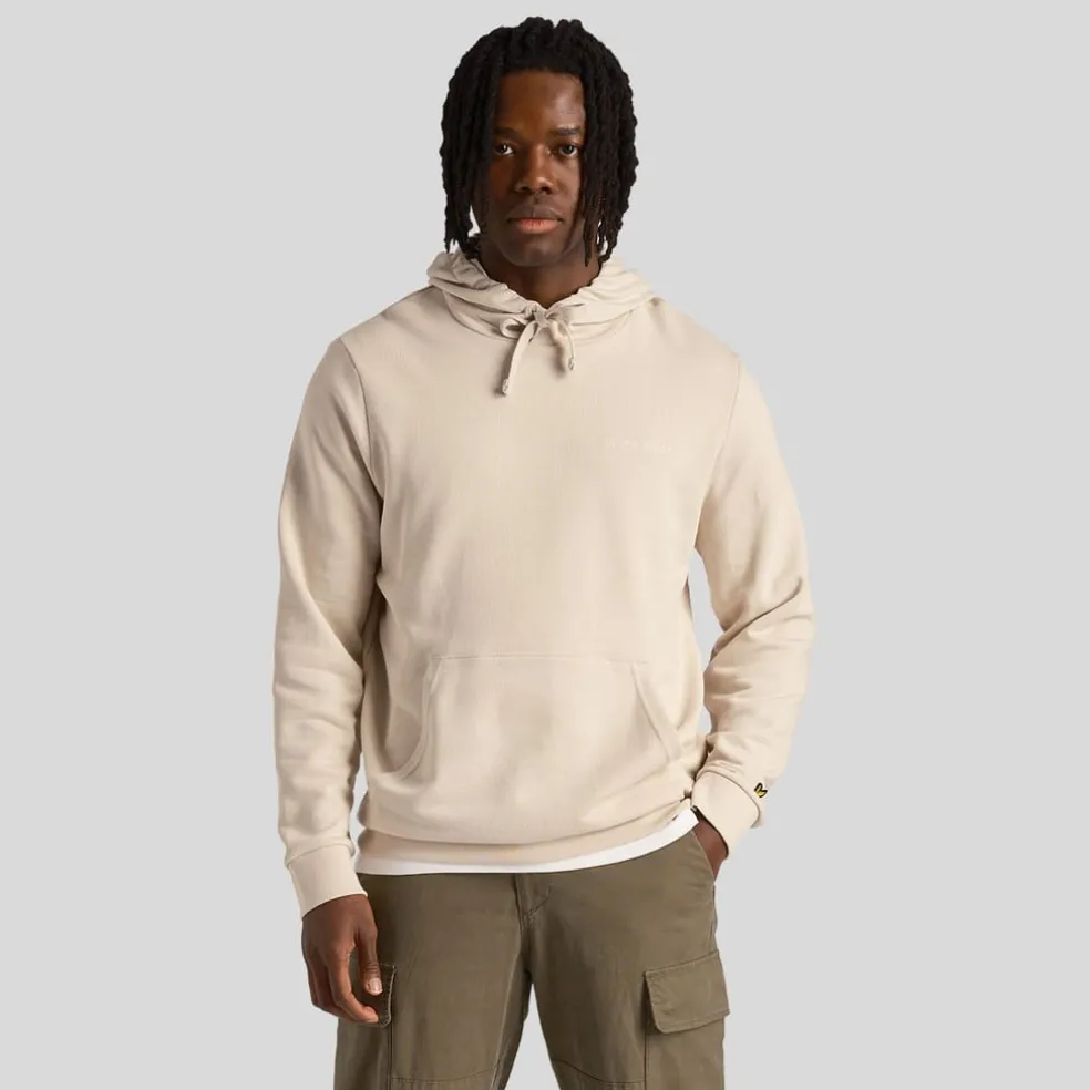 Lyle And Scott Loopback Embroidered Hoodie in Cream