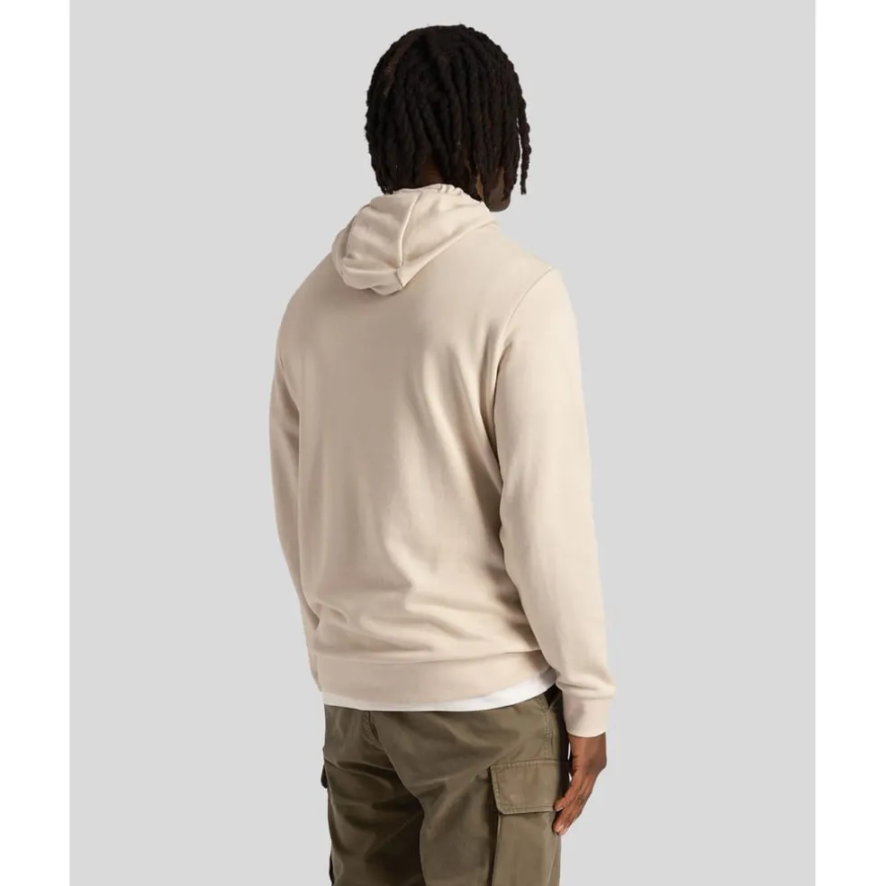 Lyle And Scott Loopback Embroidered Hoodie in Cream