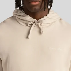 Lyle And Scott Loopback Embroidered Hoodie in Cream