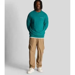 Lyle And Scott Loopback Embroidered Crewneck Sweatshirt in Green