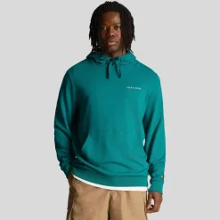 Lyle And Scott Loopback Embroidered Hoodie in Green