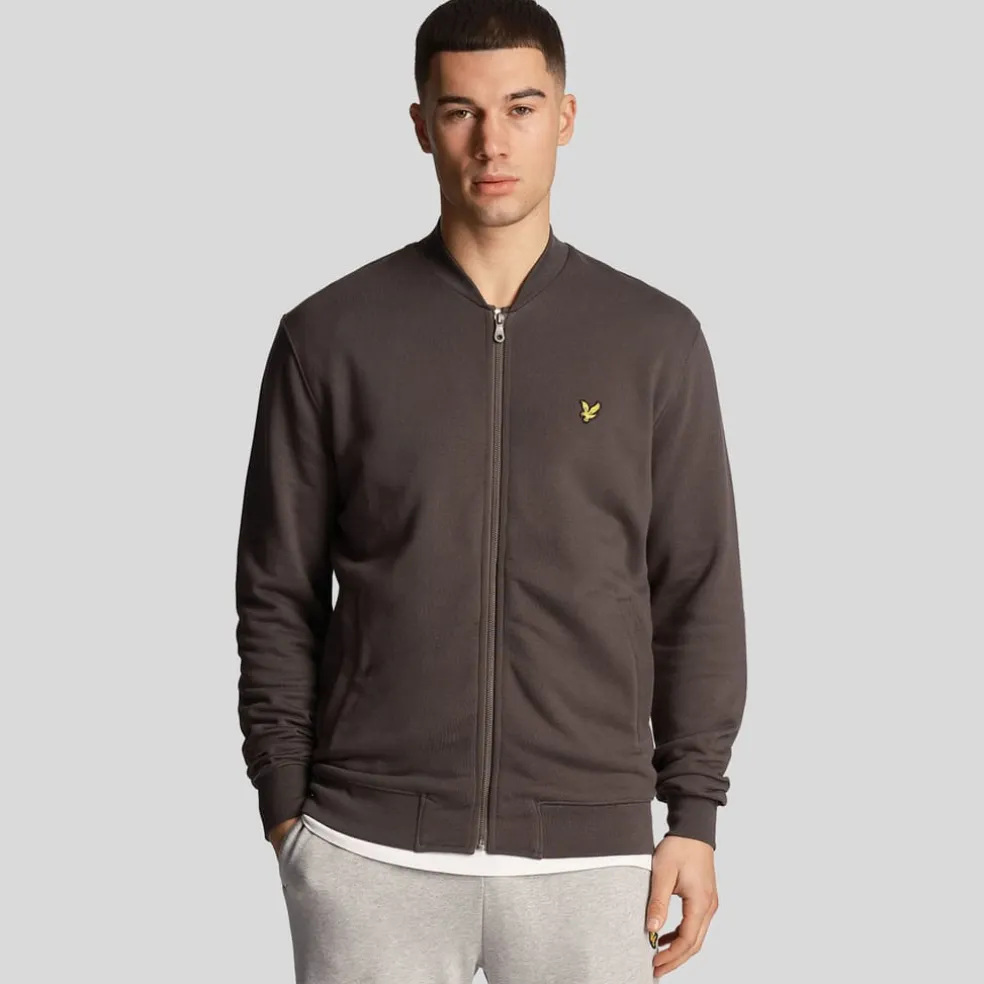 Lyle And Scott Loopback Jersey Bomber Jacket in Gunmetal