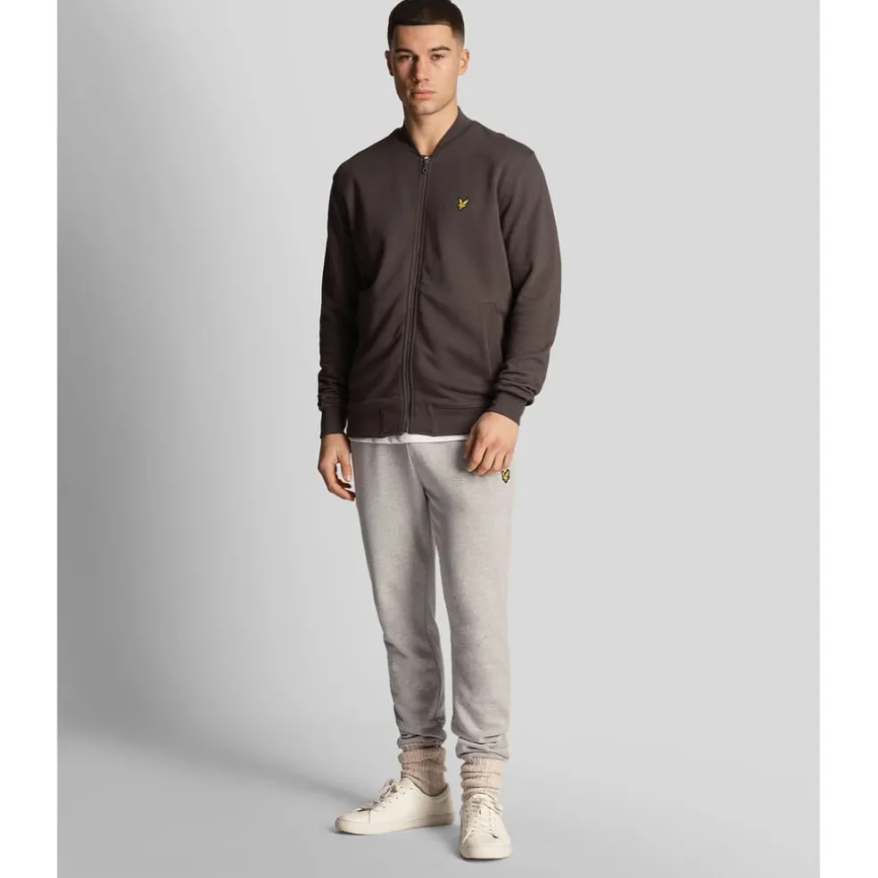 Lyle And Scott Loopback Jersey Bomber Jacket in Gunmetal