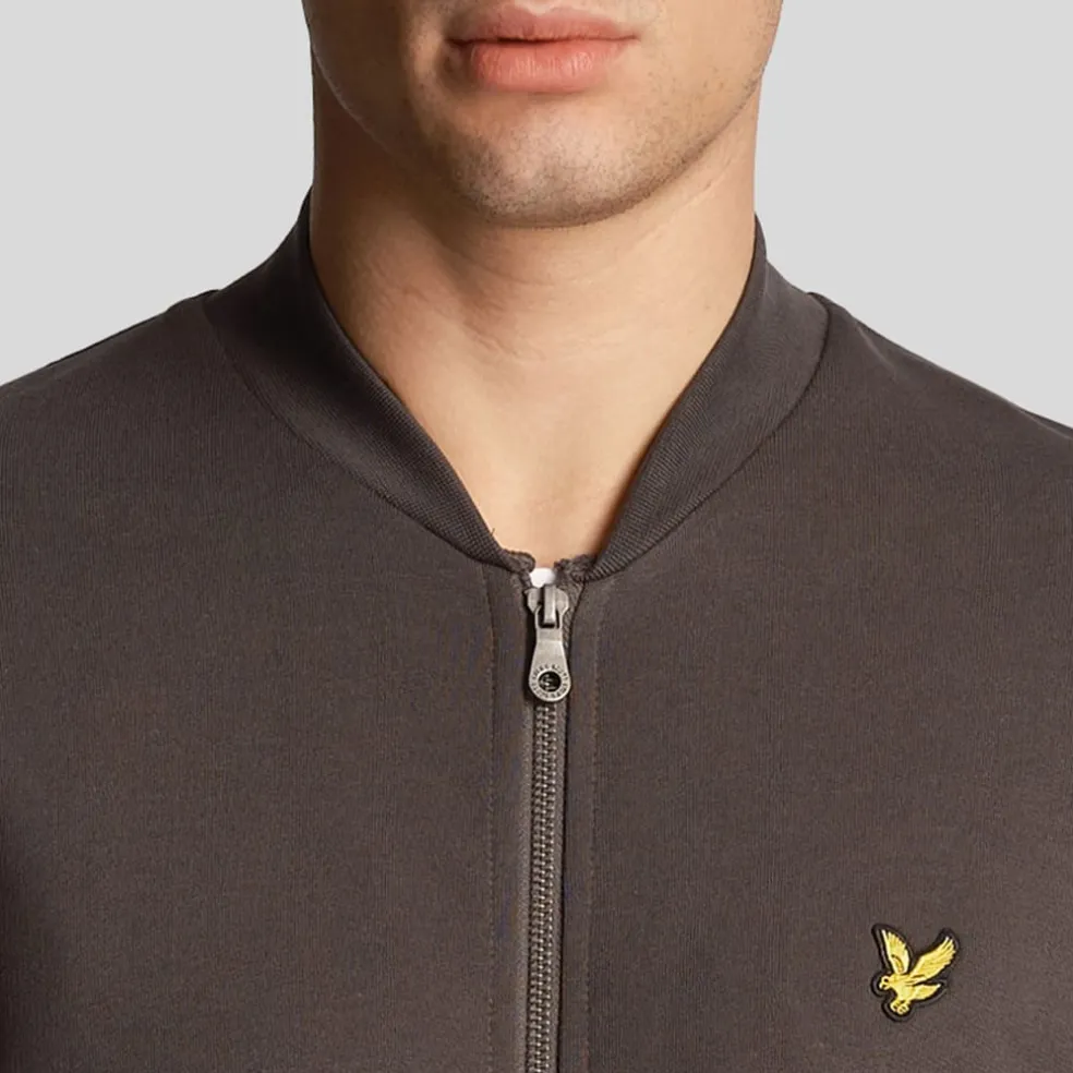 Lyle And Scott Loopback Jersey Bomber Jacket in Gunmetal