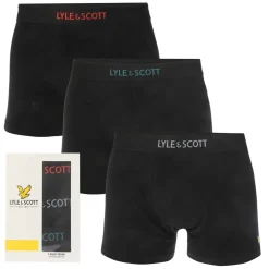 Lyle And Scott Mens Devon 3 Pack Boxer Shorts in Black