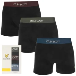 Lyle And Scott Mens Devon 3 Pack Boxer Shorts in Black