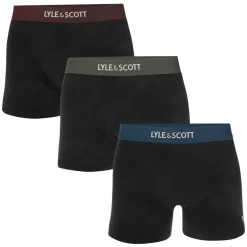 Lyle And Scott Mens Devon 3 Pack Boxer Shorts in Black